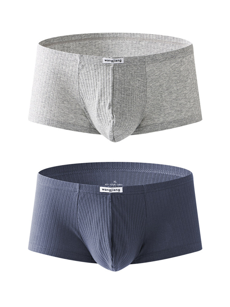 2 Pack Premium Cotton Double-Layered Gusset Breathable U-Pouch Trunks
