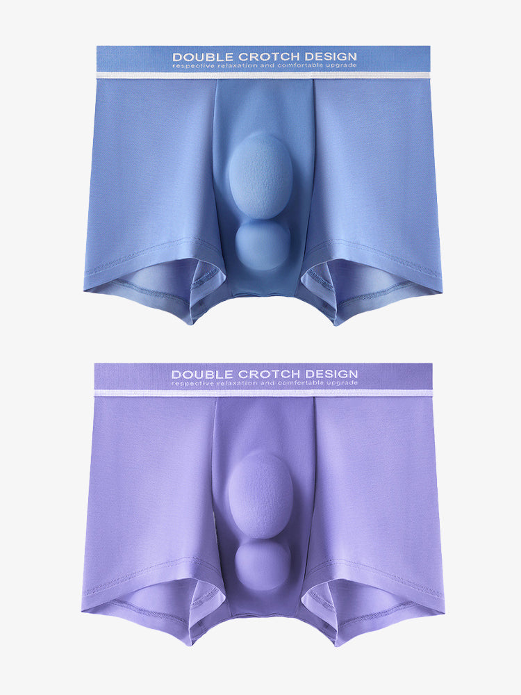 2 Pack Men's Ultra-Soft Modal Double Supportive Pouch Skin-Friendly Soft Trunks