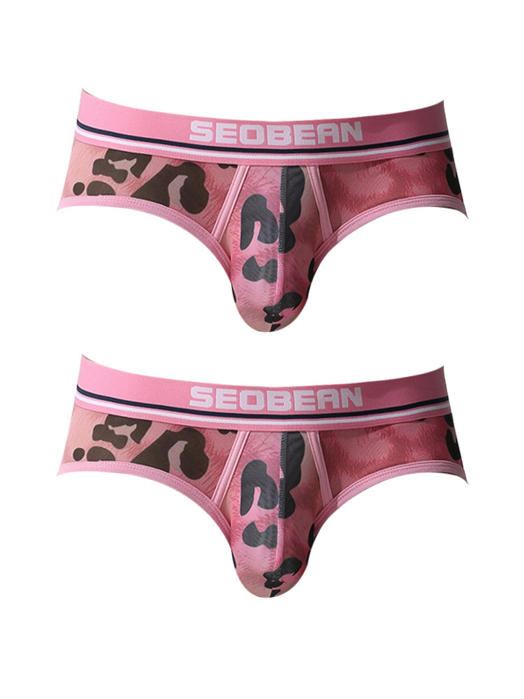 2 Pack Men's Leopard print Sexy Anti-Chafing Comfy Waistband Sporty Cut Bikini