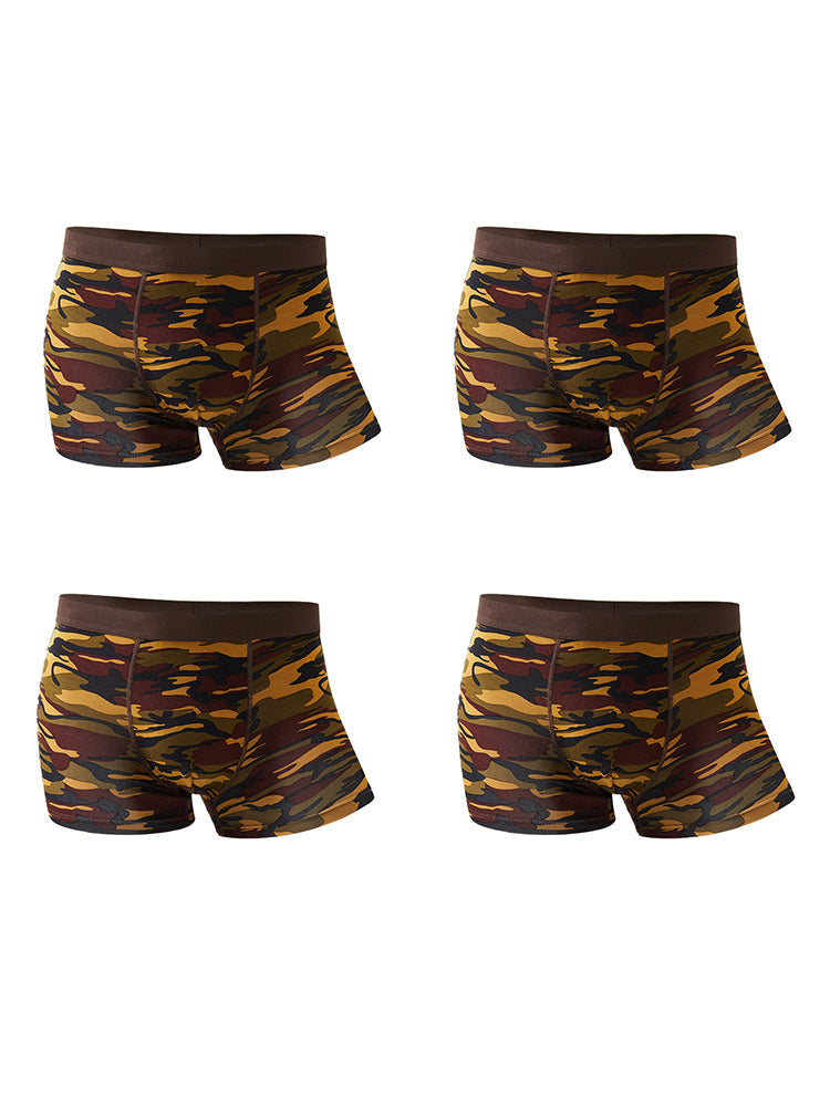 4 Pack Men's Breathable Recycled-Fiber Camo Trunks
