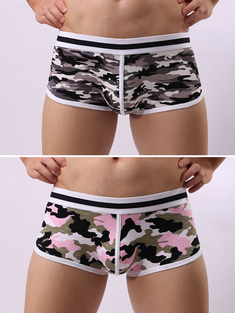 2 Pack Men's Ultra-Soft Bold Prints Sporty Cut Anti-Chafing Snug Fit Trunks