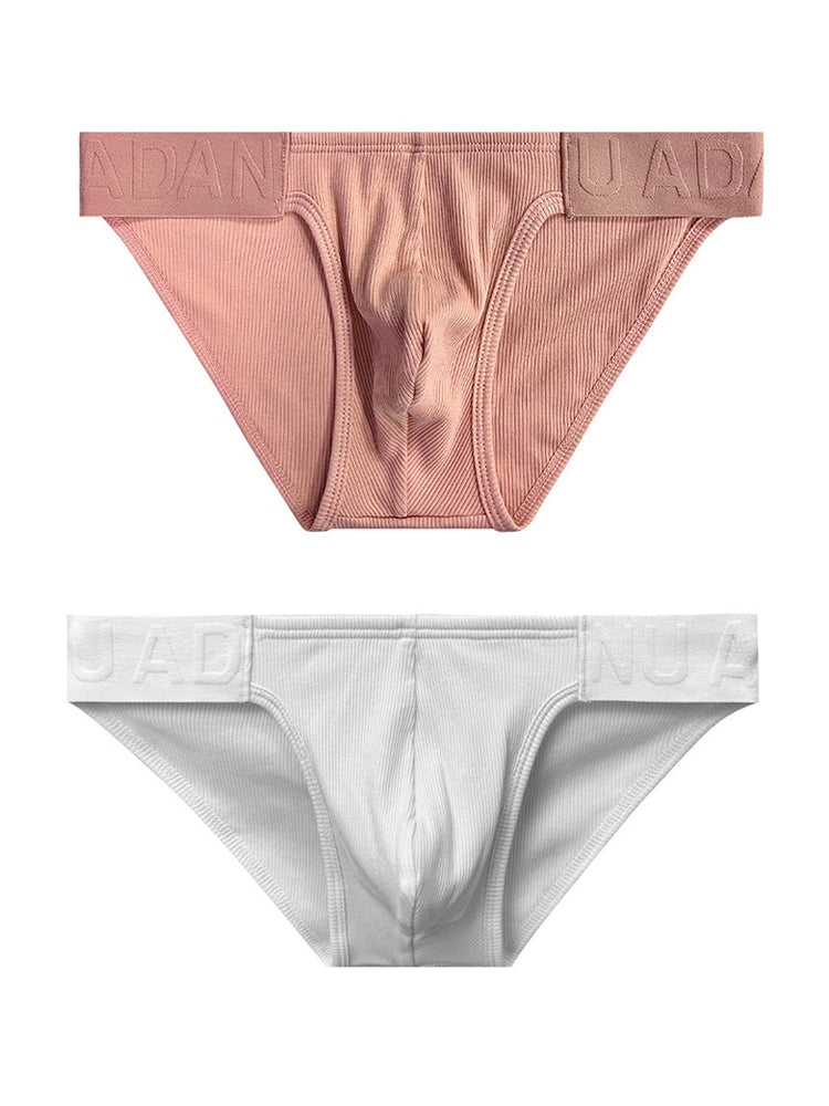 2 Pack Men's Low-Rise High-Cut Ribbed Cotton Bikini