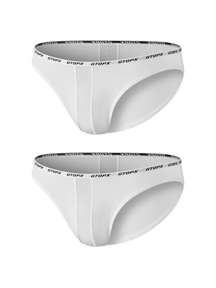 2 Pack Men's Low-Rise Sporty Ice-Silk Bikini with Mesh Front and U-Contour Pouch