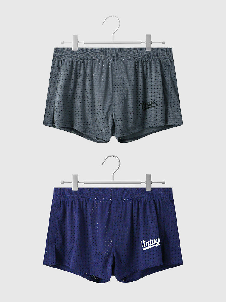 2 Pack Men's Seamless Comfort Quick-Dry Lightweight & Airy Mesh Boxers Shorts