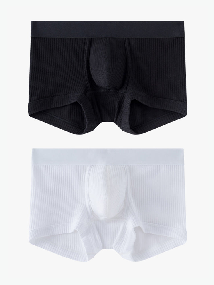 2 Pack Men's Ultra-Soft Premium Pure Cotton Comfy Waistband Seamless Trunks
