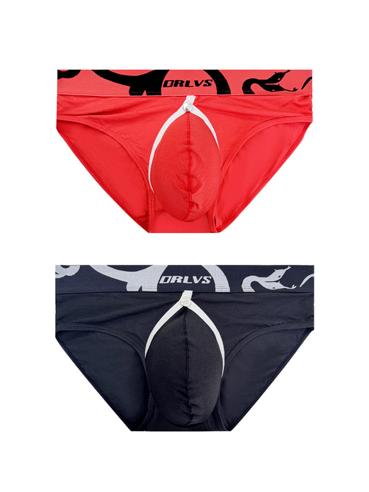 2 Pack Men's Detachable Pouch Open-Crotch Breathable Modal Soft Briefs
