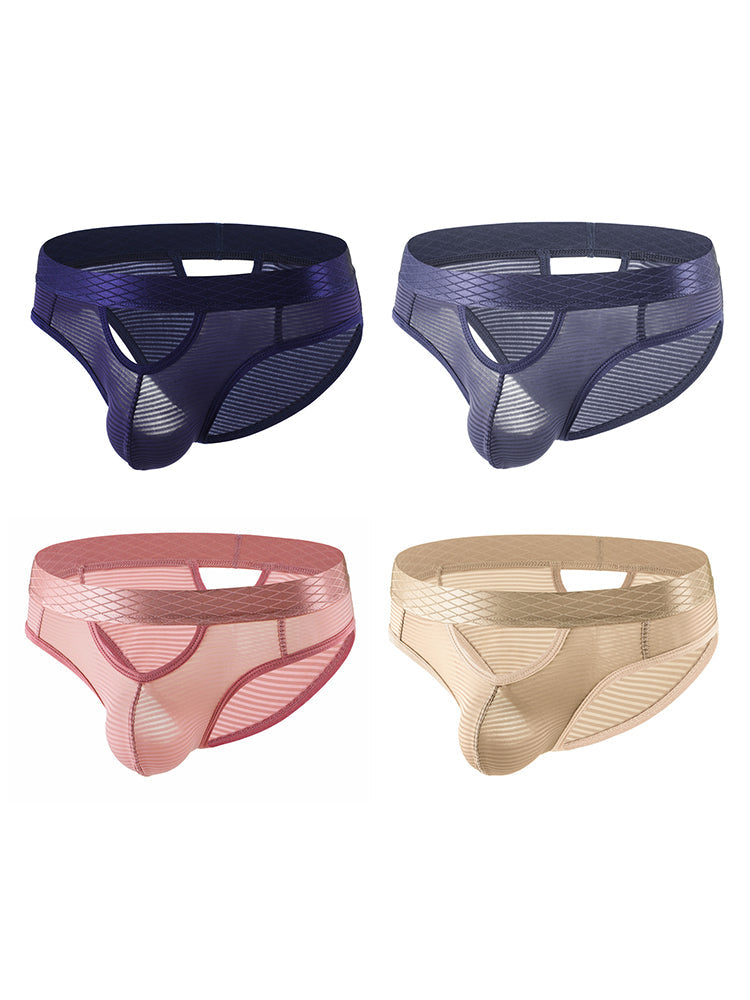 4 Pack Men's Sexy Striped Design Day-Long Comfort Soft-Touch Waistband Bikini