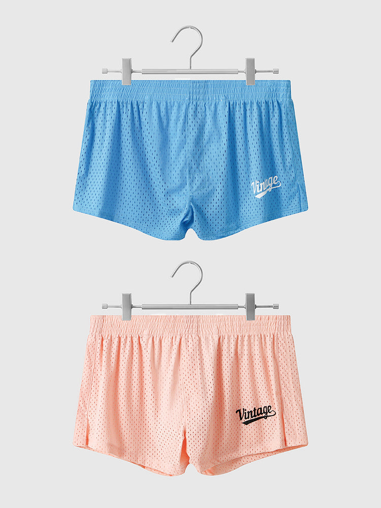 2 Pack Men's Seamless Comfort Quick-Dry Lightweight & Airy Mesh Boxers Shorts