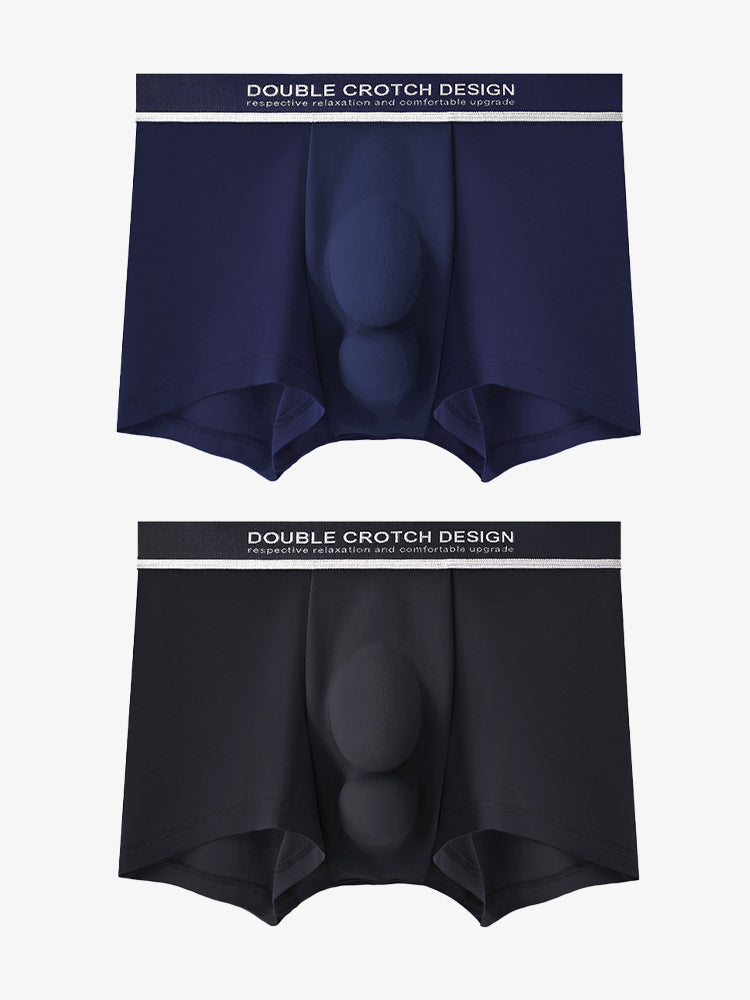 2 Pack Men's Ultra-Soft Modal Double Supportive Pouch Skin-Friendly Soft Trunks