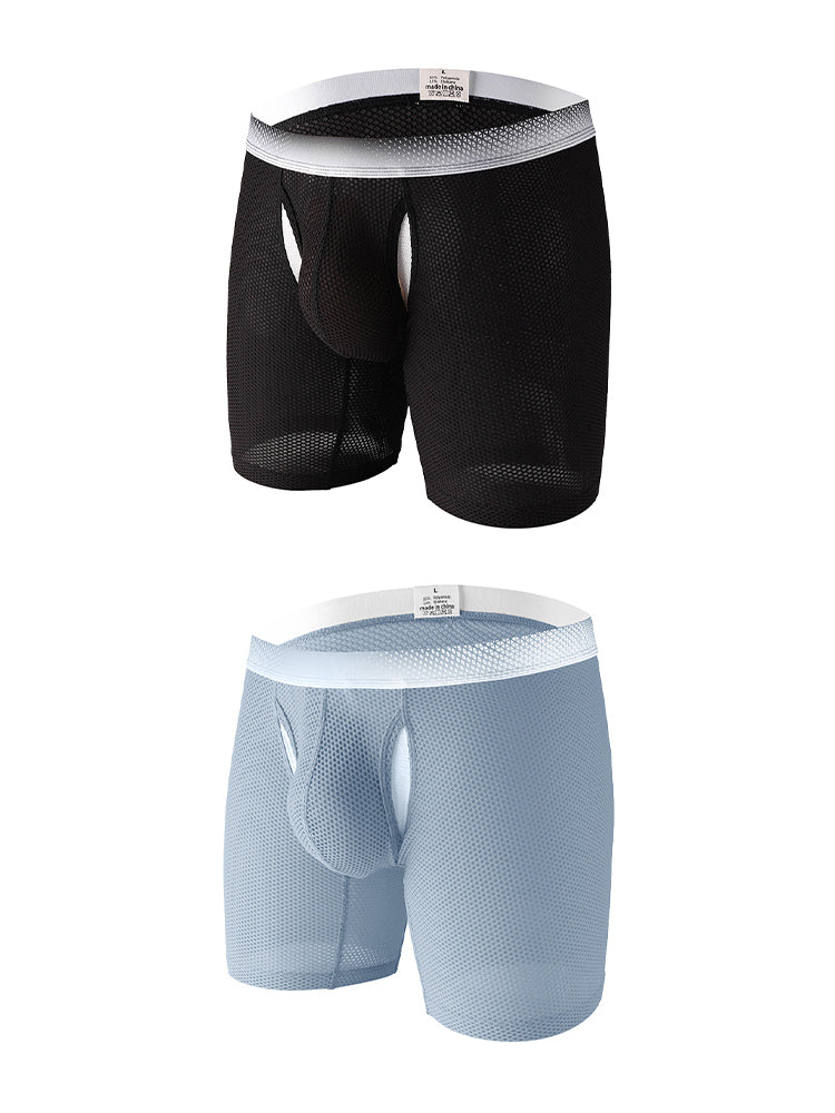 2 Pack Men's Ice Silk Ultra-Soft Mesh Breathable Cooling Comfort Midway Briefs