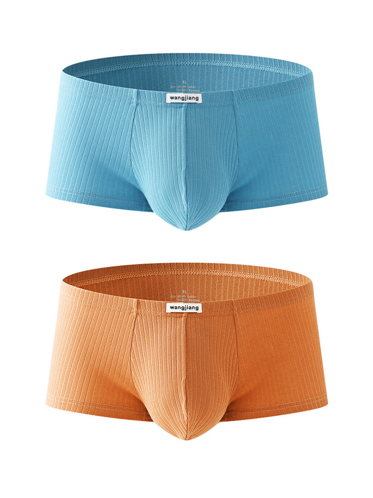 2 Pack Premium Cotton Double-Layered Gusset Breathable U-Pouch Trunks