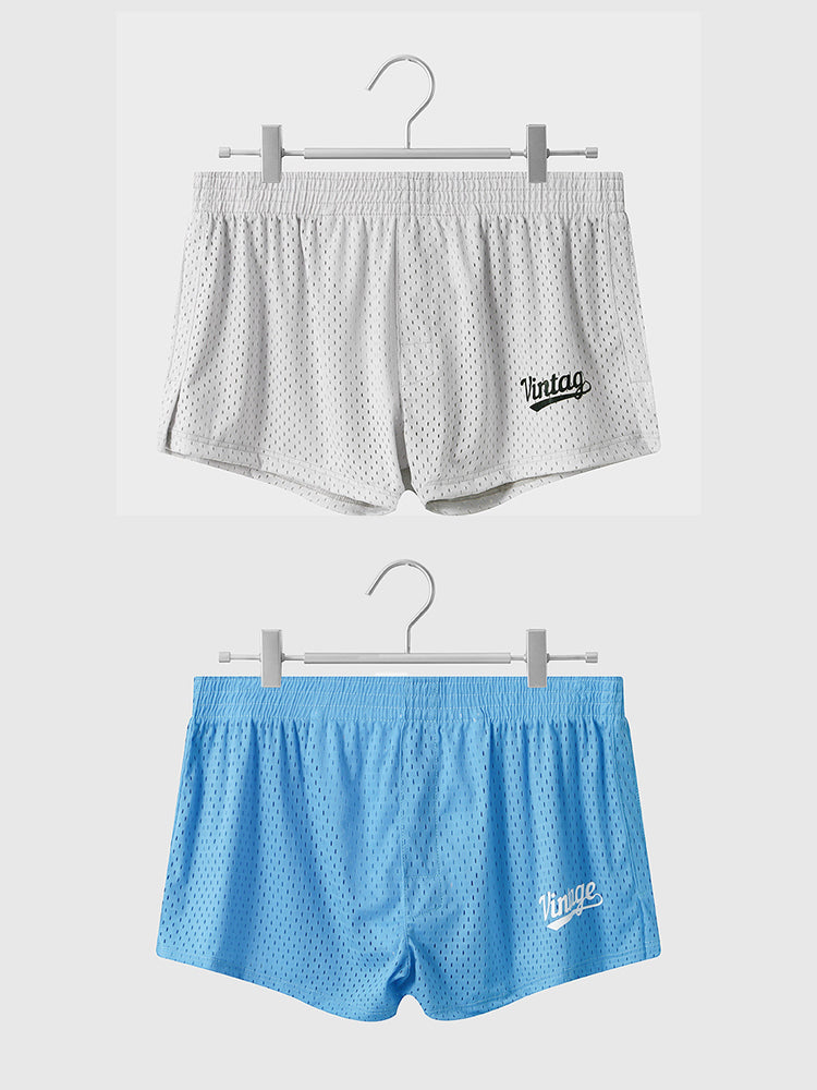 2 Pack Men's Seamless Comfort Quick-Dry Lightweight & Airy Mesh Boxers Shorts