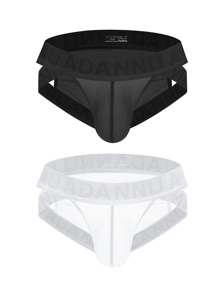 2 Pack Men's Sexy Odor-Control Stretch Fit Semi-Transparent Sporty Cut Bikini