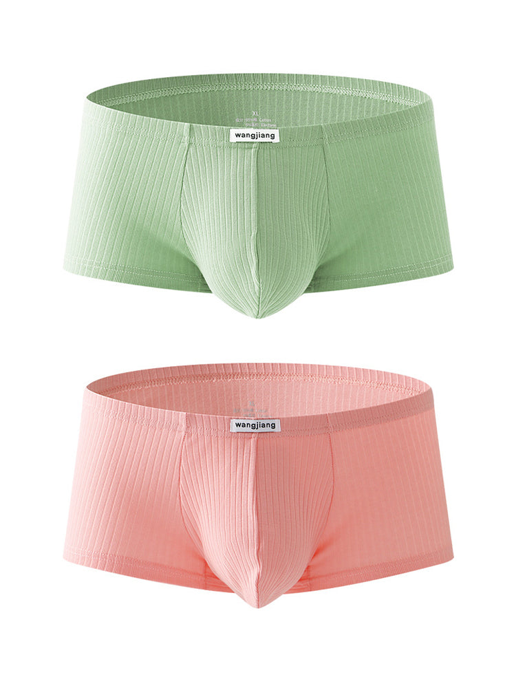 2 Pack Premium Cotton Double-Layered Gusset Breathable U-Pouch Trunks