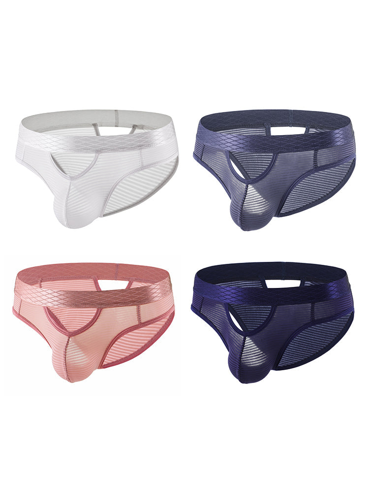 4 Pack Men's Sexy Striped Design Day-Long Comfort Soft-Touch Waistband Bikini