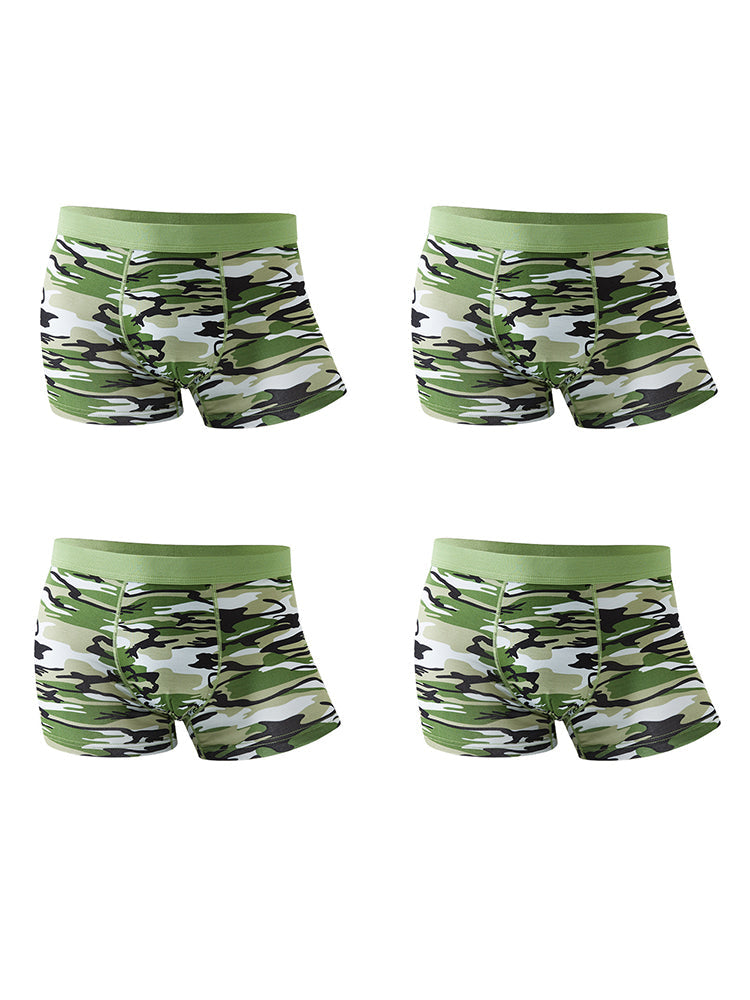 4 Pack Men's Breathable Recycled-Fiber Camo Trunks