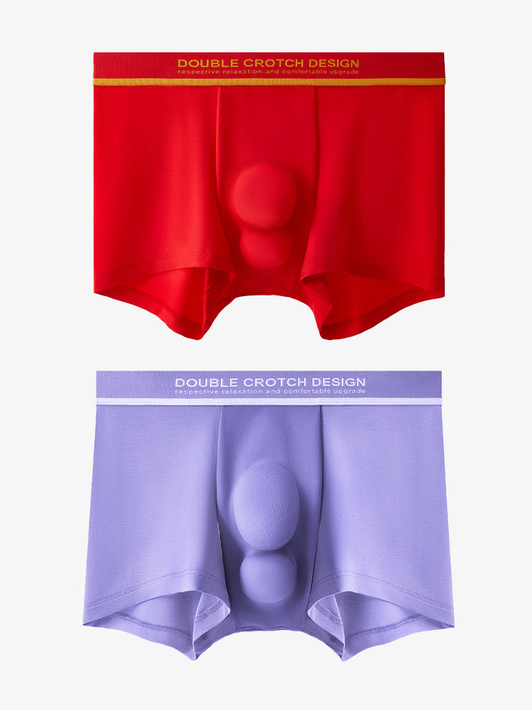 2 Pack Men's Ultra-Soft Modal Double Supportive Pouch Skin-Friendly Soft Trunks