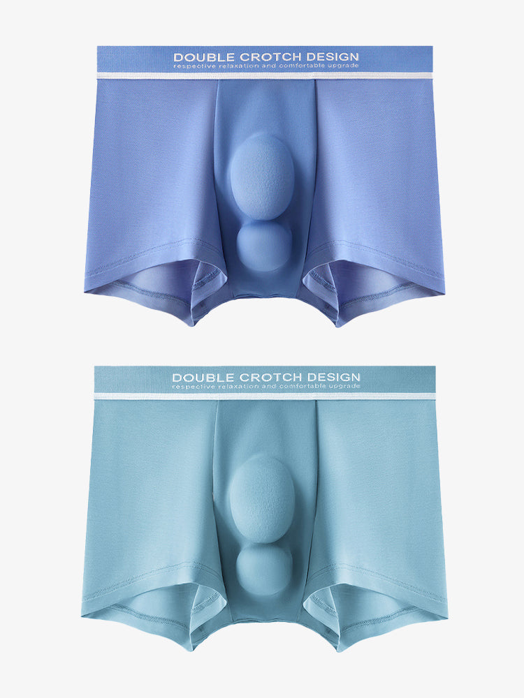 2 Pack Men's Ultra-Soft Modal Double Supportive Pouch Skin-Friendly Soft Trunks