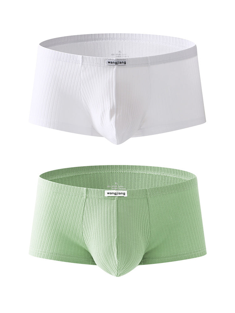 2 Pack Premium Cotton Double-Layered Gusset Breathable U-Pouch Trunks