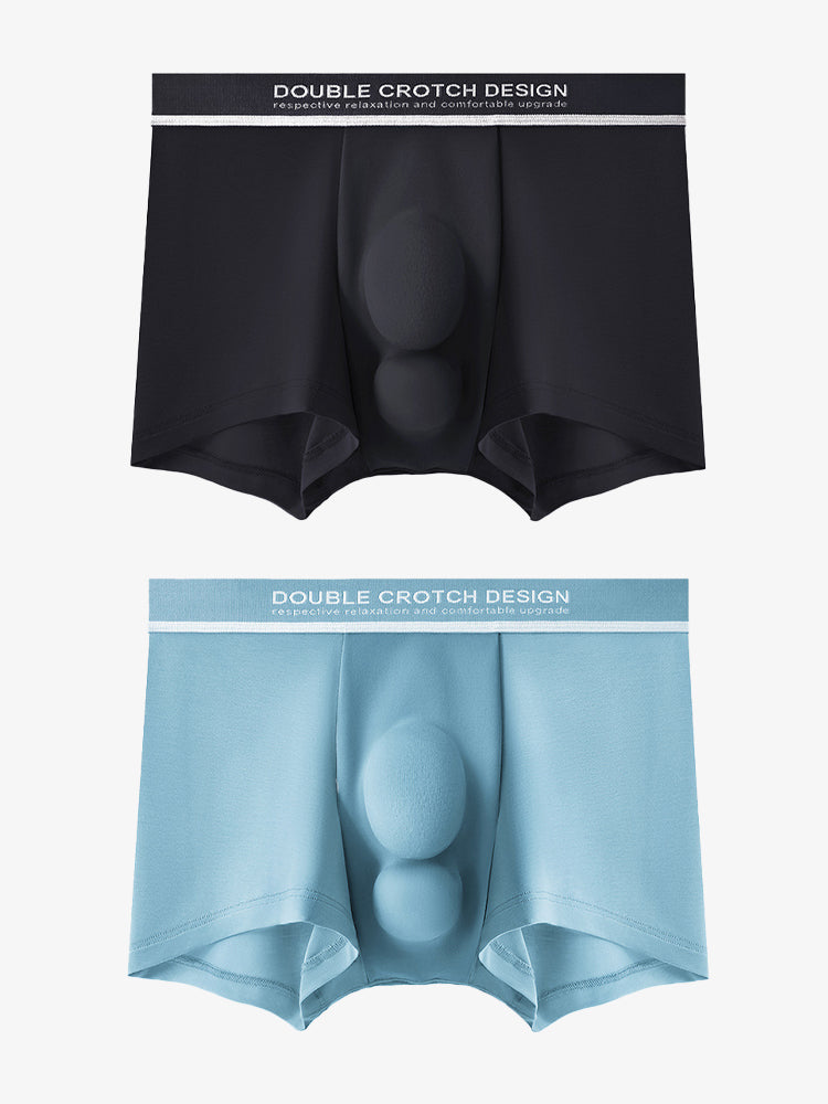 2 Pack Men's Ultra-Soft Modal Double Supportive Pouch Skin-Friendly Soft Trunks