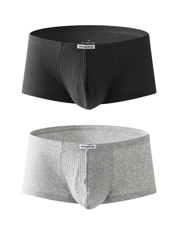 2 Pack Premium Cotton Double-Layered Gusset Breathable U-Pouch Trunks